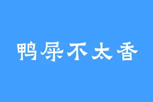 鸭屎不太香