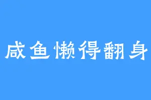 咸鱼懒得翻身