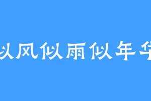 似风似雨似年华