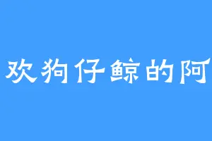 喜欢狗仔鲸的阿忠