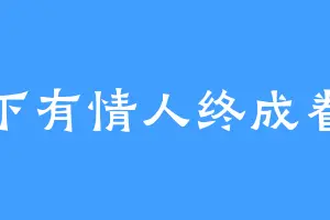 天下有情人终成眷属